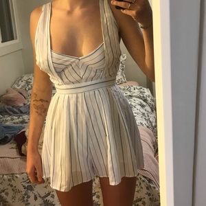 Blue and white stripe sexy romper